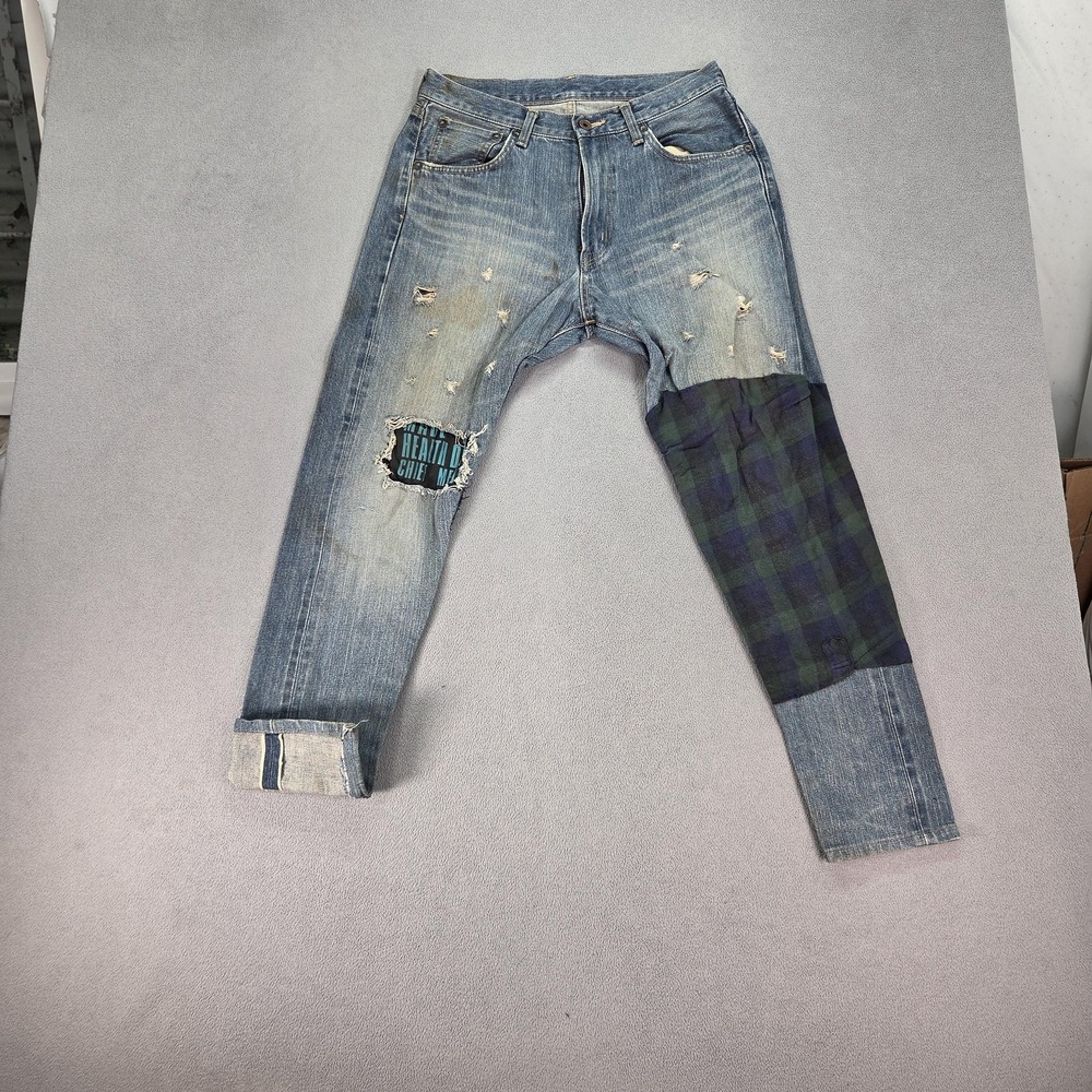 Edwin Jeans Mens Japanese Selvedge Patchwork Plaid‎ Fits 28x27